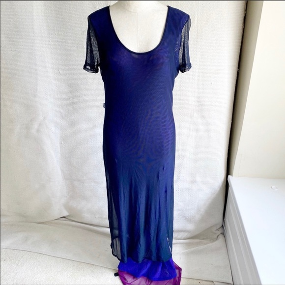 Moschino 90s OS Fishnet Mesh Gothic Punk Dress - Picture 10 of 10